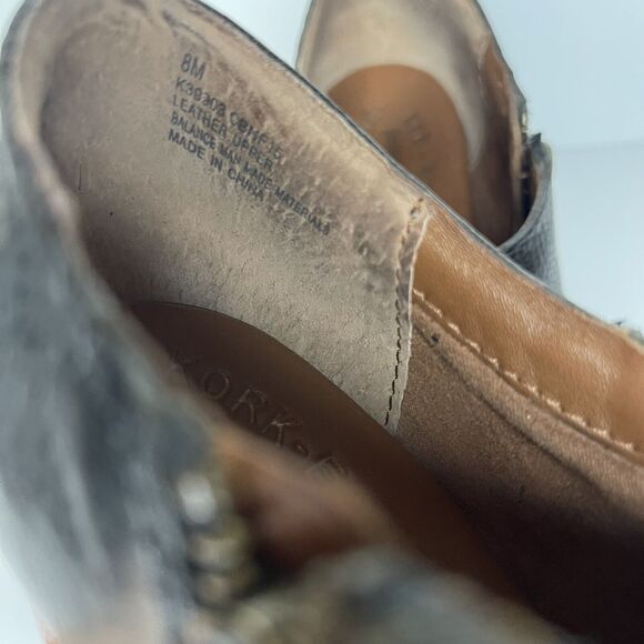 Kork-Ease Holmes Women Sz 8 Black Leather Zip Wedge Ankle Booties Shoes Comfort - Picture 9 of 9